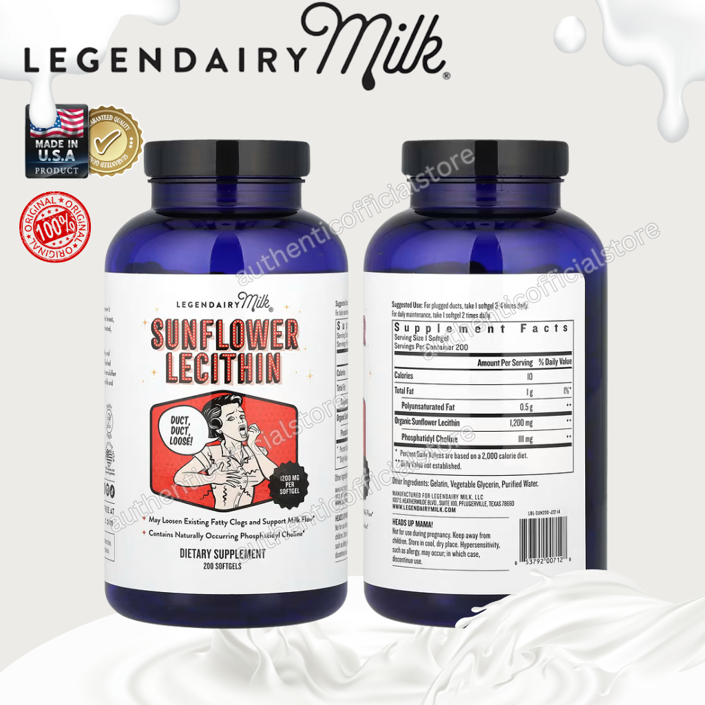 Sunflower Lecithin 1,200mg | ลดท่อน้ำนมอุดตัน นมไหลดี | Legendairy Milk | 200 เม็ด | แท้พร้อมส่ง