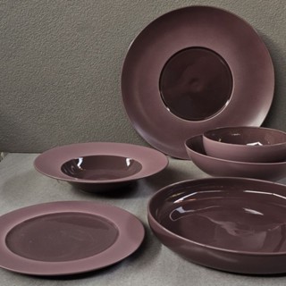 จานเซรามิค ชามเซรามิค เซตจานชามเซรามิค สีม่วง โมเดิน