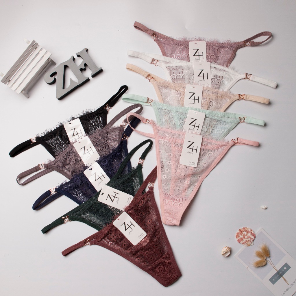 ZH.D008กางเกงชั้นในผู้หญิงลูกไม้จีสตริงบิกินี่ลูกไม้เซ็กซี่เอวต่ำ G-String