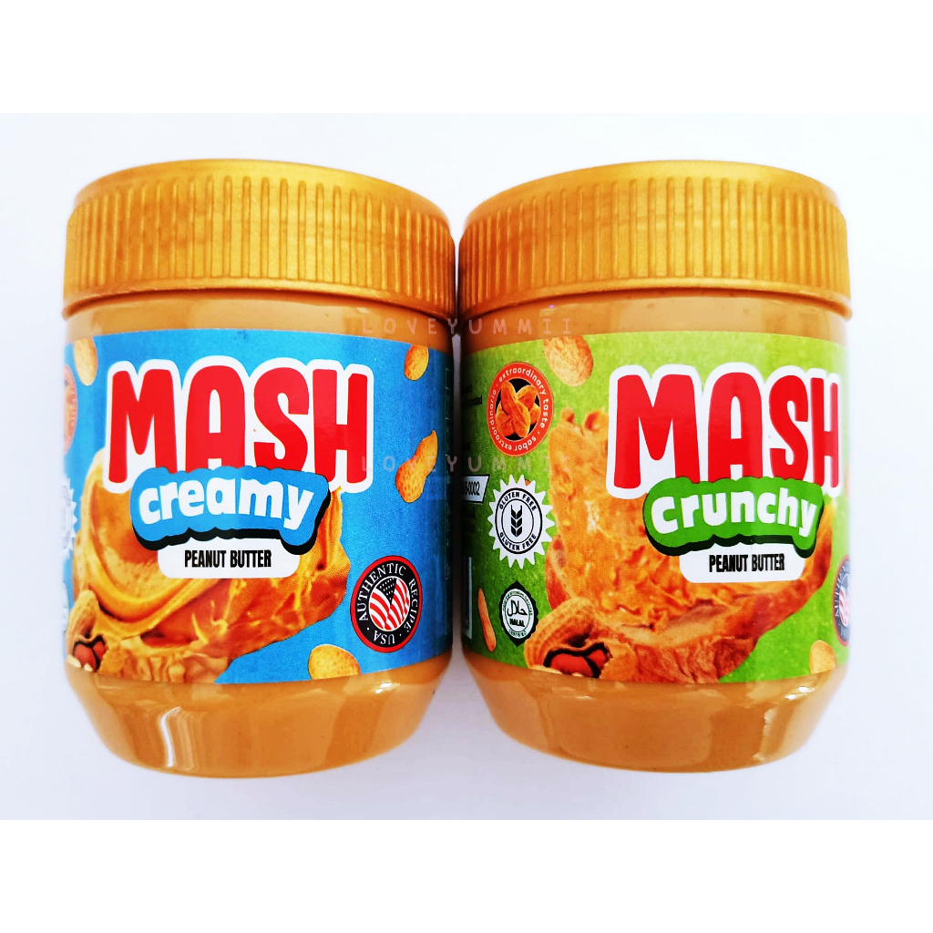 1 กระปุก Mash Peanut Butter แมช เนยถั่วลิสง ชนิด บดหยาบ , บดละเอียด กระปุก เนยถั่ว (227 กรัม)