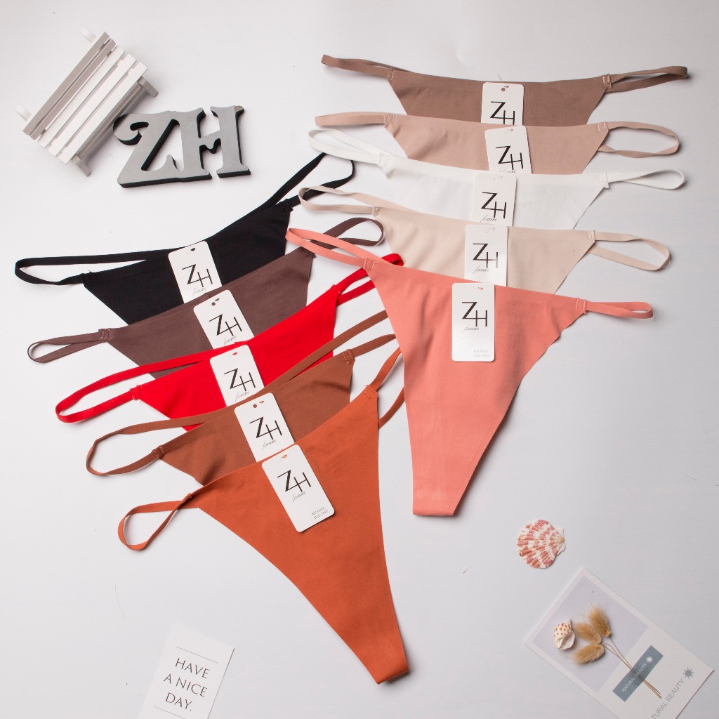 ZH.D020กางเกงชั้นในจีสตริงไร้ตะเข็บสำหรับผู้หญิงสไตล์เซ็กซี่G-String10สีพร้อมส่ง