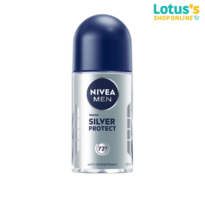 นีเวีย ดีโอ เมน ซิลเวอร์ โพรเทค โรลออน ผลิตภัณฑ์ระงับกลิ่นกาย 50 มล. NIVEA DEO MEN SILVER PROTECT ROLL ON 50 ML.