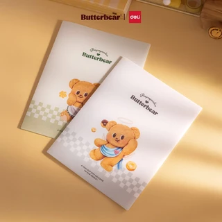 (ButterBear X Deli) แฟ้ม แฟ้ม4ช่อง แฟ้มใส่เอกสาร แฟ้มหมีเนย แฟ้มบัตเตอร์แบร์ มี2สี (เขียว/เทา)