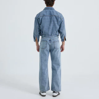 (ส่งด่วน กทม 4 ชม.) SLURBOYY Snow Jeans กางเกงยีนส์ขากระบอกใหญ่ เอวสูง (P0052)