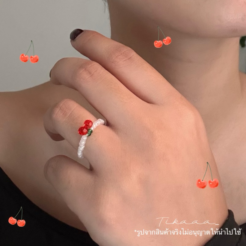 (Ready to Ship🇹🇭) 🍒Cute Pearl & Cherry Jewelry Set – Necklace, Bracelet & Ring - สร้อยคอ/ข้อมือลูกปัดไข่มุกจี้เชอร์รี่ ✨ - รูปที่ 5