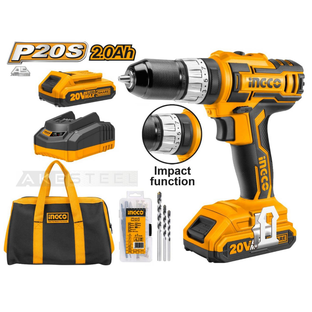 (ถูกสุด) INGCO สว่านกระแทกไร้สาย  20 โวลท์ รุ่น CIDLI2002 / CIDLI200215 สว่านไร้สาย สว่าน สว่ากระแทก