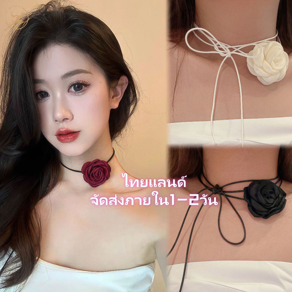 🎀ส่งไวจากไทย🎀สร้อยคอ  โช้กเกอร์ดอกไม้ ประดับแฟชั่น เครื่องประดับโซ่กระดูกไหปลาร้าหรูหราลายดอกไม้