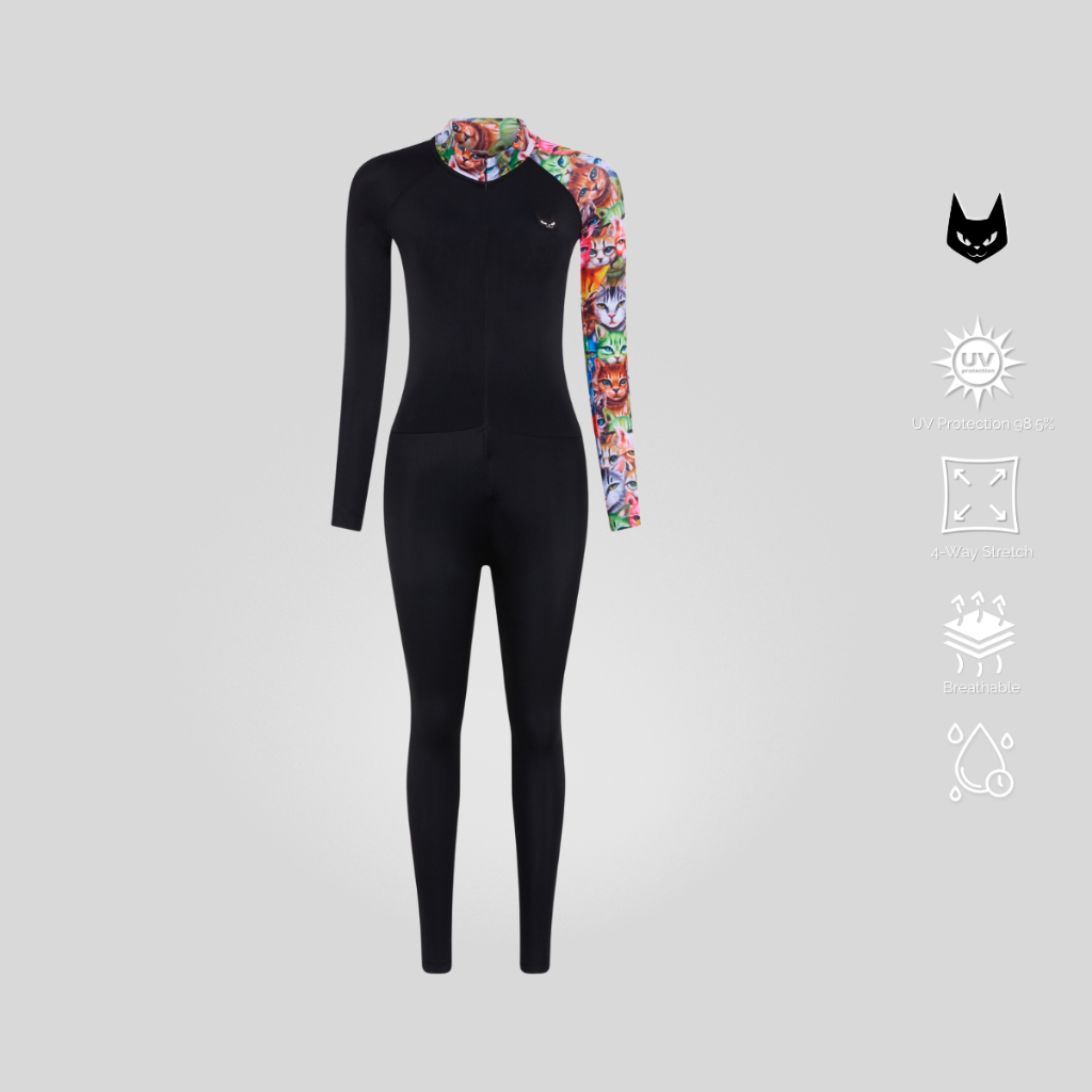 [DarkCat]Bodysuit ชุดกีฬากัน UV ว่ายน้ำ ดำน้ำ ฟรีไดร์ฟ วิ่ง รุ่น AERO COOL(ซิปหน้าอก)The Eye of Cats