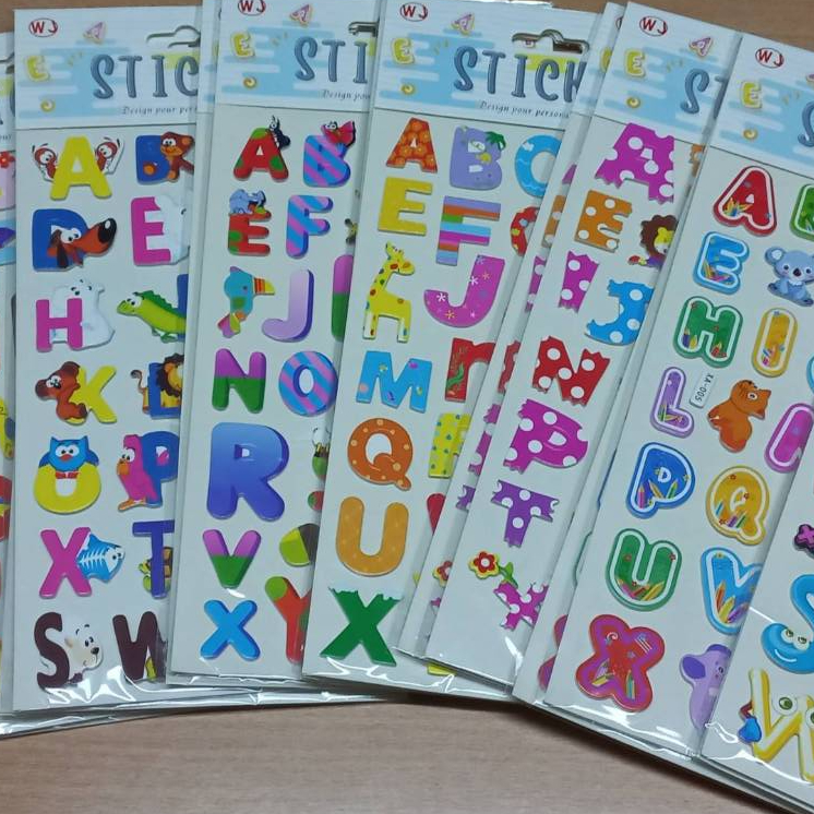 สติกเกอร์ตัวอักษรABC/0-9/ลายการ์ตูนนูนสวยน่ารักสีสันสดใส