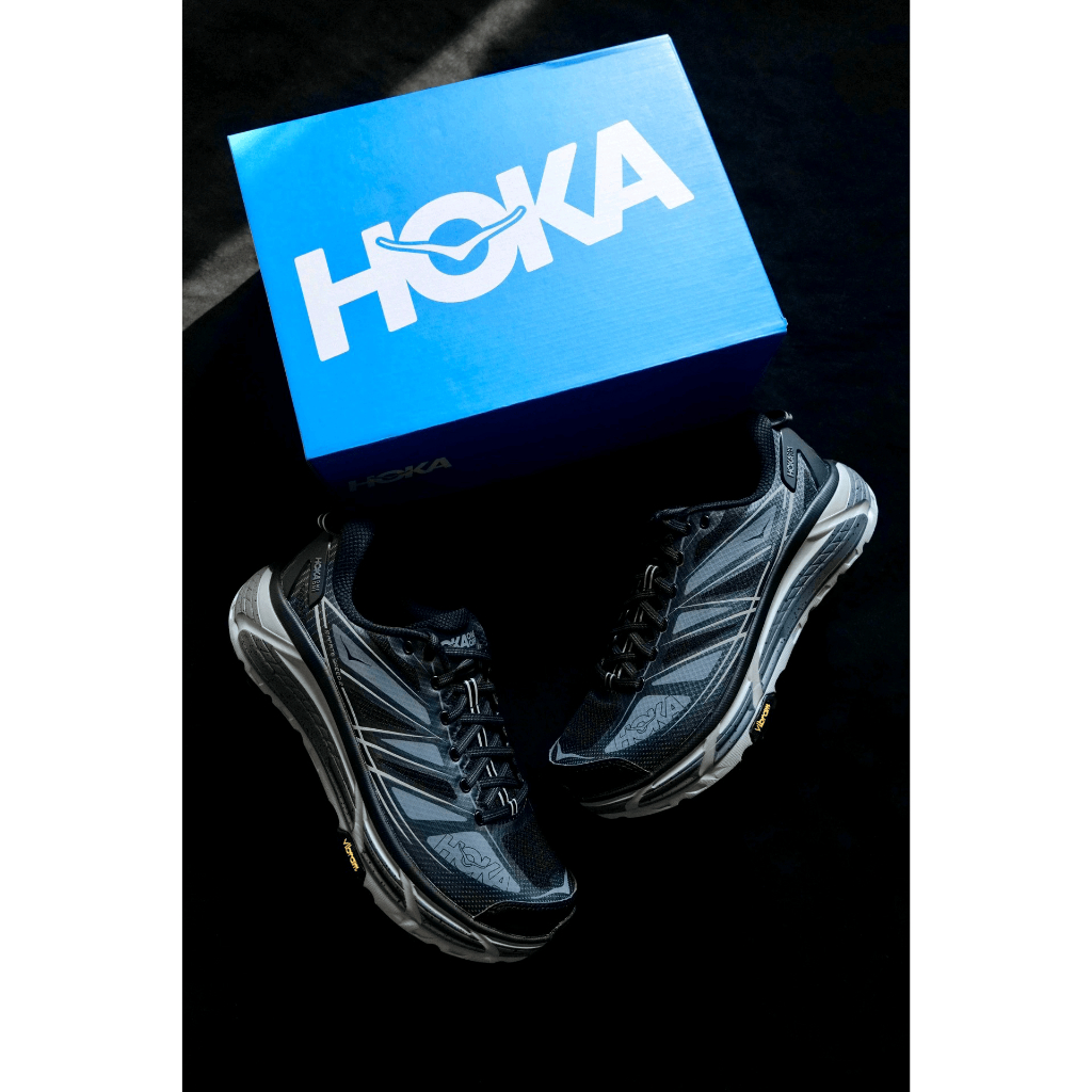 ของแท้ 100% HOKA ONE ONE Mafate Speed 2  Black /Grayish blue/ White grey/Silver grey รองเท้าผ้าใบสำหรับผู้ชาย และผู้หญิ ราคา ถูกที่สุด ดีลบีเคเค แกลเลอรีภาพที่ 2