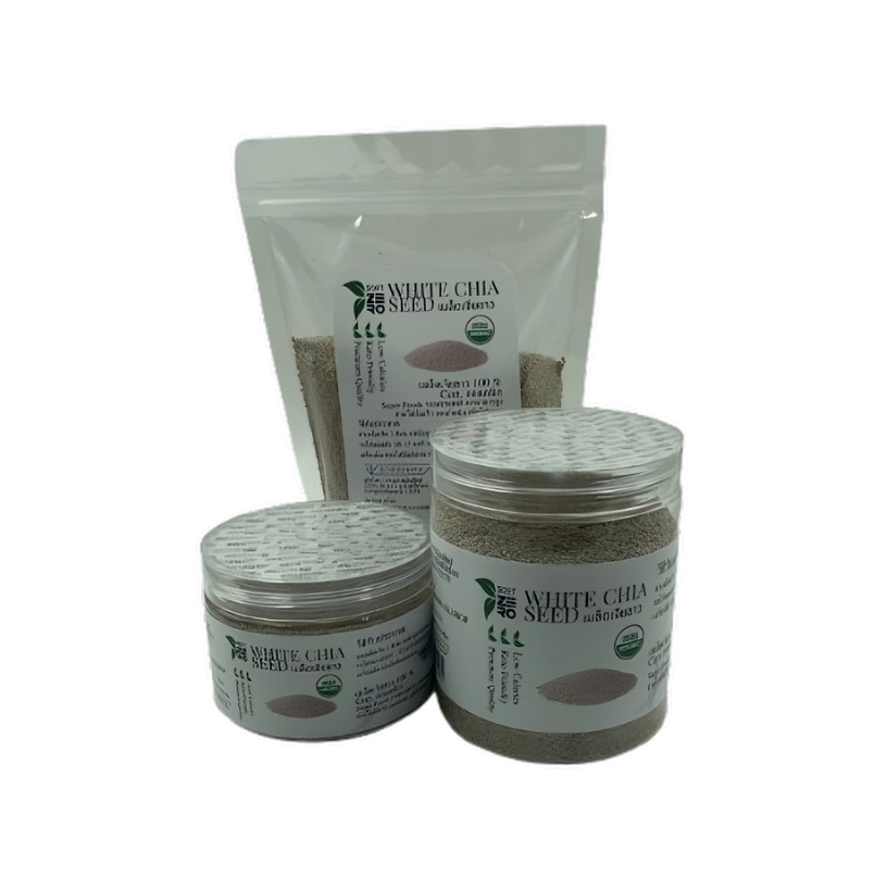 เมล็ดเจียขาว Organic White Chia Seed ขนาด 100 และ 200 กรัม ซอฟซีโร softzero คีโตและคลีนทานได้ ไม่อ้วน