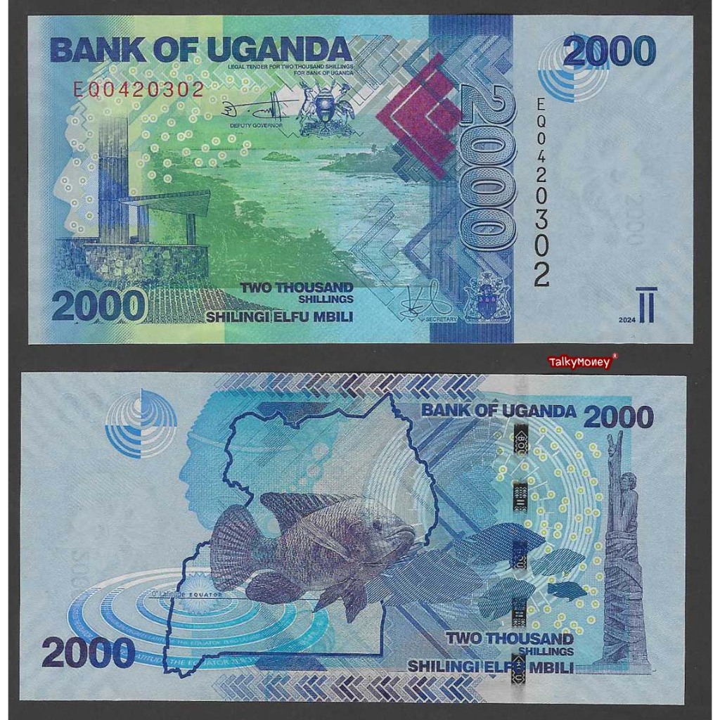 ธนบัตร ยูกานดา UGANDA ราคา 2000 ชิลลิ่ง รุ่นปี 2024 P-50 รูปปลาหมอสี สภาพใหม่เอี่ยม 100% UNC สำหรับสะสมและที่ระลึก