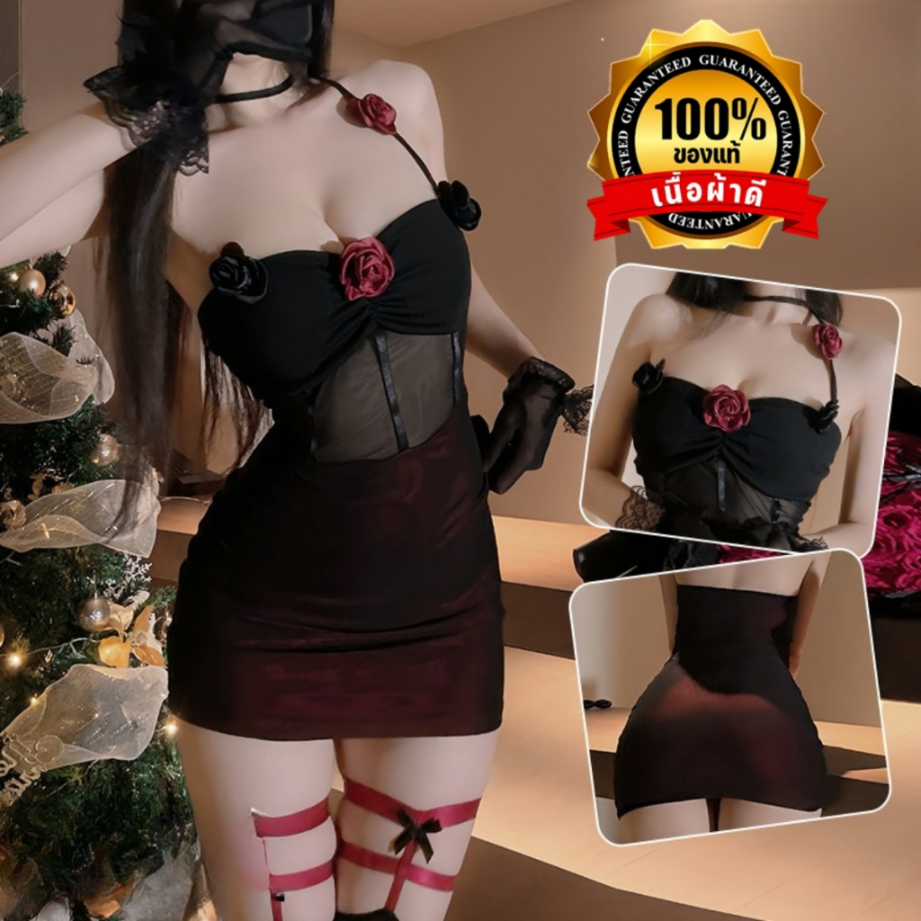 NIGHT TIME เดรสเซ็กซี่ผู้หญิง เดรสเกาะอกรัดรูป เดรส กุหลาบ 3d 🥀ไซต์ M-5XL นน 40-100 Kg  เสื้อเกาะอก 