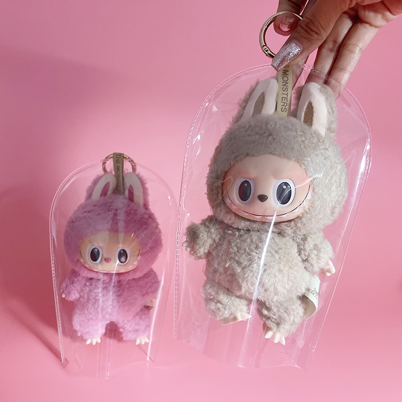 กระเป๋าใส่ลาบูบู้ ถุงใส่ลาบูบู้ Labubu V1 V2 ใส กันฝุ่น สําหรับห้อยตุ๊กตา Labubu  สูง 20 ซม. โปร่งใส