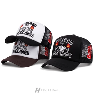 หมวกเบสบอล การออกแบบตาข่ายระบายอากาศ ปักลายตัวอักษร สไตล์เกาหลี trucker cap สําหรับผู้หญิง และผู้ชาย สามารถปรับได้ เหมาะ