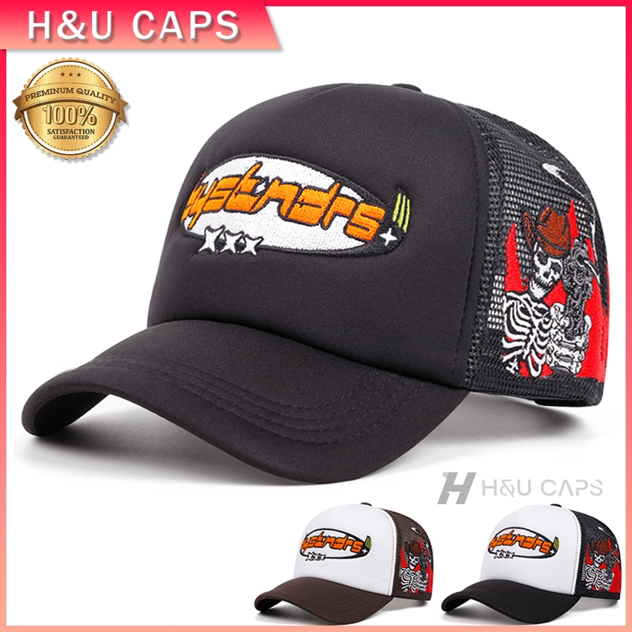 หมวกเบสบอล การออกแบบตาข่ายระบายอากาศ ปักลายตัวอักษร trucker cap แฟชั่น สําหรับผู้หญิง และผู้ชาย สามารถปรับได้