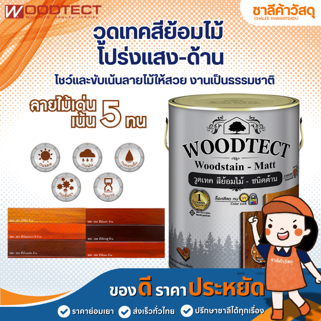 WOODTECT สีย้อมไม้ โปร่งแสง-ด้าน โชว์ลายไม้ชัดเด่น ไม้ที่มีลายสวย งานเป็นธรรมชาติเหมาะกับงานไม้ที่มีลายไม้สวยงาม