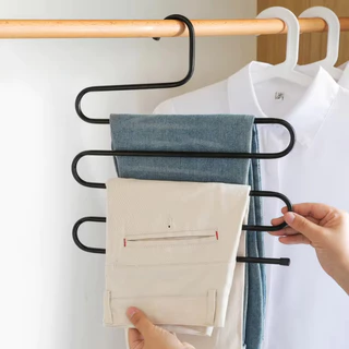 ไม้แขวนกางเกงสแตนเลส แขวนกางเกง 5 ตัว ประหยัดพื้นที่ แขวนผ้าพันคอ เข็มขัด Trousers Hanger
