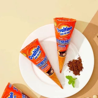 Ovaltine ไอติมโคนโอวัลติน cacao crunchy cone มีบิสกิตกรุบกรอบ อร่อยมาก ขนาด 76 กรัม พร้อมส่ง