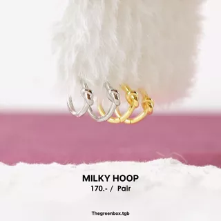 ต่างหูห่วง Milky hoop ก้านเงินแท้ S925 - thegreenbox