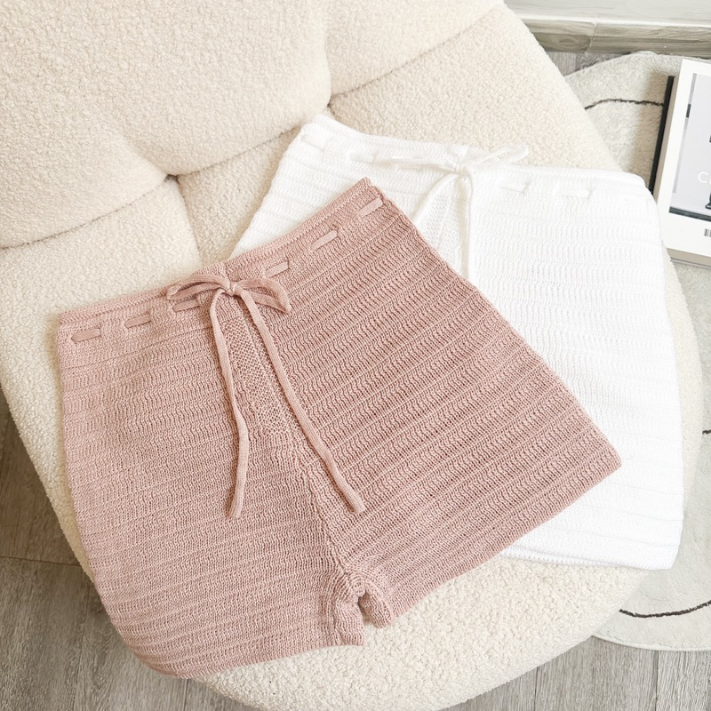 BENAA KNIIT SHORTS กางเกงขาสั้น ไหมพรหมผูกเอวรับซัมเมอร์🍒พร้อมส่ง - รูปที่ 6