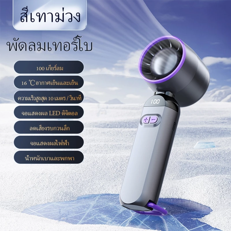 ZOLURA พัดลมเทอร์โบความเร็วสูง ปรับความเร็วลมได้ 100 ระดับ พัดลมพกพาแบบชาร์จ USB พัดลมหน้าจอแสดงผล LED เหมาะสำหรับเดินทา