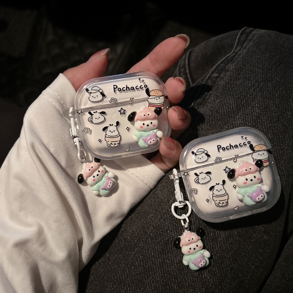 โปเชโกะห้อย เคสหูฟังAirpods i12 i11 เคสใสการ์ตูนนูน Airpods4 3 เคสหูฟังบลูทูธ gen1 gen2 เคสหูฟังไร้สาย Pro เเถมห่วงคล้อง