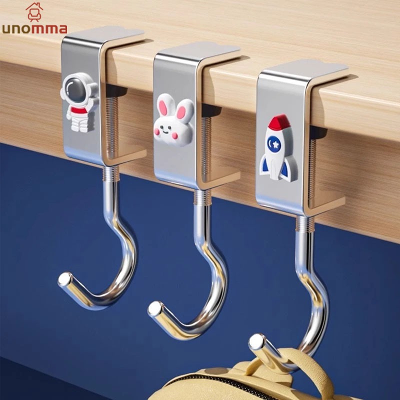 🎈ตะขอแขวนขอบโต๊ะ อเนกประสงค์ หมุนปรับได้ ตะขอตั้งโต๊ะโลหะ Metal hook unomma