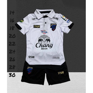 ชุดกีฬาชุดบอลเด็กคอปกสีผืนสีสดใสเด็กหญิงชายใส่ได้