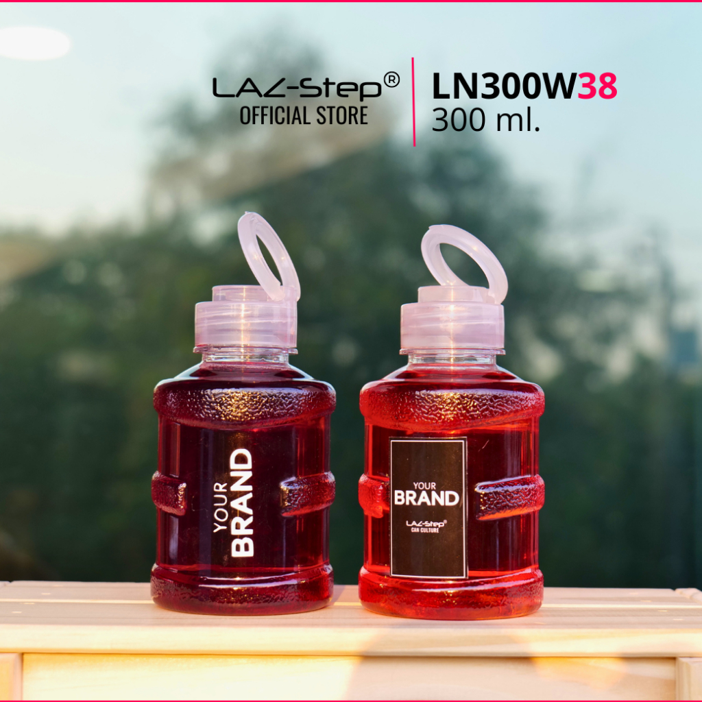 LAZ-Step ขวดพลาสติกหูหิ้ว PET Bottles ซีรี่ย์ 38 รหัส LN300W38 ความจุ 300 ml. ทรงถังน้ำ บรรจุลังละ 1