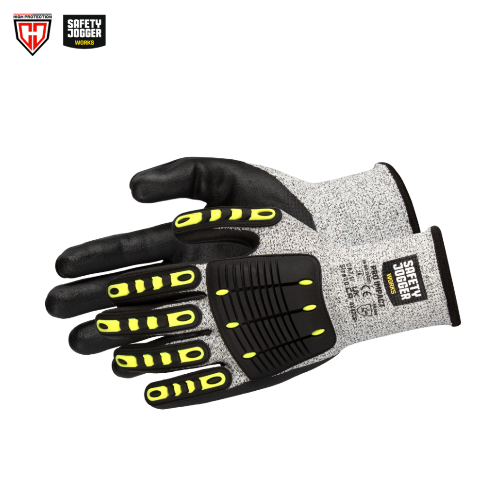 ถุงมือกันกระแทก ถุงมือนิรภัย แบรนด์ SAFETY JOGGER รุ่น PRO IMPACT พร้อมระบบป้องกันการกระแทก