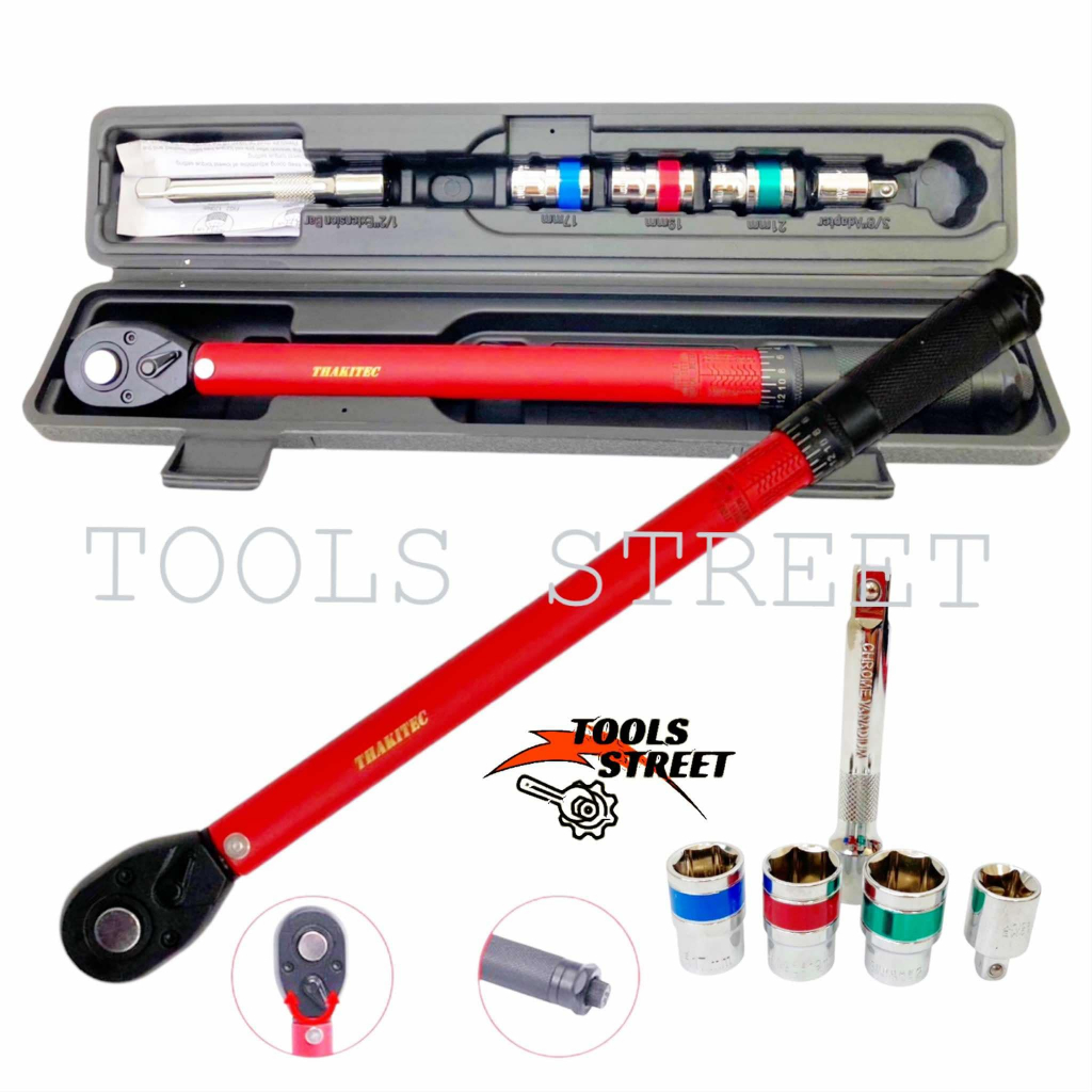 (ใหม่)THAKITEC ประแจขันปอนด์ ขนาด 4 หุน(1/2") ด้ามขันปอนด์ แรงบิดสามารถขันได้ 20-230 นิวตันเมตร พร้อมลูกบล็อกและข้อต่อ