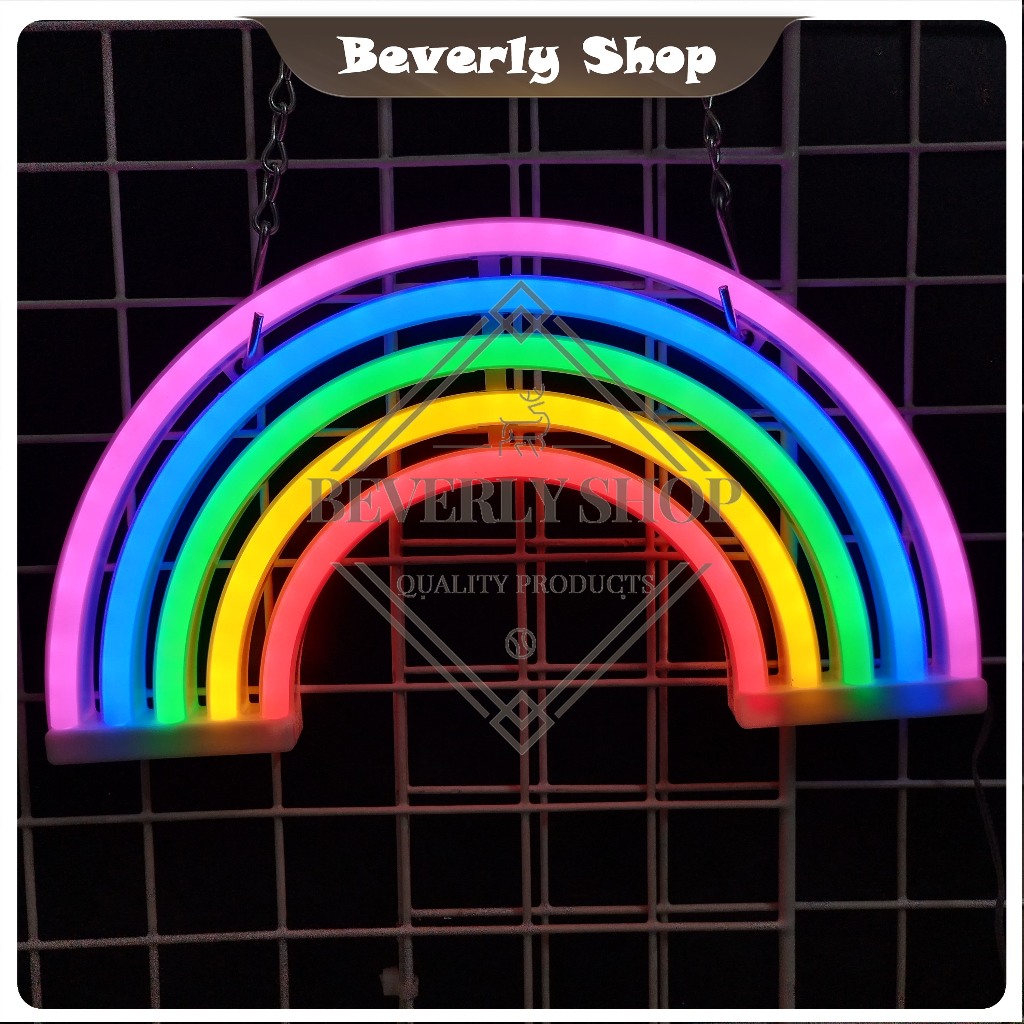 สายรุ้ง ขนาด 30 x 17 cm (2in1 ใส่ถ่าน&USB) ป้ายไฟLED ป้ายไฟสำหรับตกแต่ง สร้างความ โดดเด่นให้ร้านคุณ