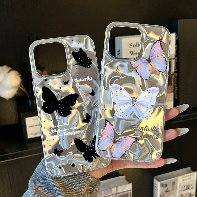 IPhone 12 13 15 16 11 14 Pro Max XR X 7 14 8 Plus XS Max 16 16PRO MAX โรแมนติก ผีเสื้อ ง่าย ๆ ตลกดีนะ คู่ น่ารักจัง เคส - รูปที่ 3