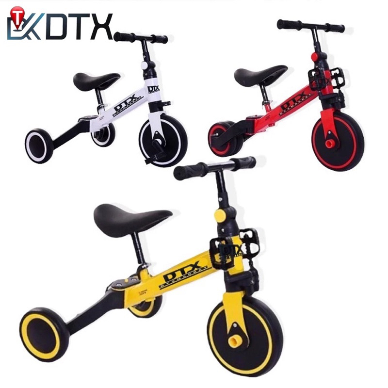 DTX จักรยานเด็ก3ล้อ 4in1 ขาปั่น + ขาไถ แนะนำ1.5-5 ปี ยาว65ซม. จักรยานเด็ก แปลงร่างได้4แบบ