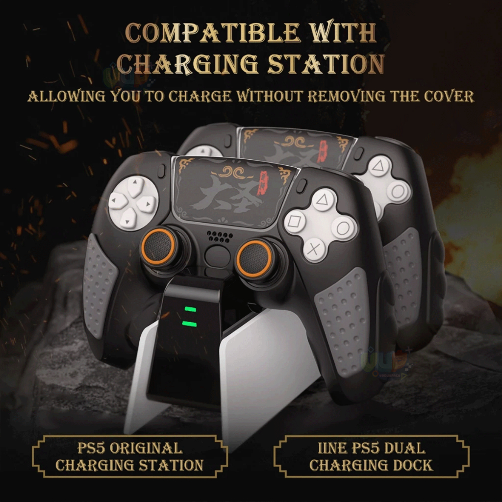 VUP iine ซิลิโคนจอย PS5 Black Myth Wukong Edition วางชาร์จแท่นชาร์จได้ กระชับมาพร้อมปุ่มยาง