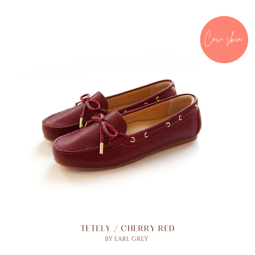 EARL GREY รองเท้าหนังแท้ Tetley series in Cherry red
