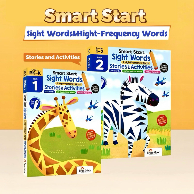 Evan-Moor Smart Start Sight Words&High Frequency Words Activities Grade Pre K-K, Grade 1-2