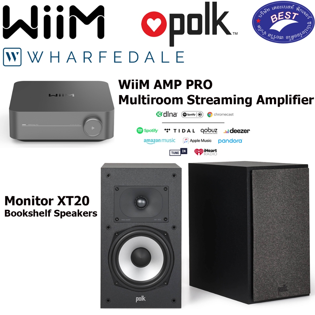 Wiim Amp Pro streaming amplifier + Polk Audio  Monitor XT20 Bookshelf speakers
