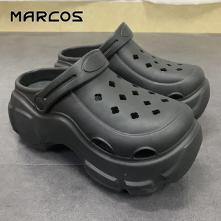 MARCOS รองเท้าปิดหัว รองเท้าแตะชายหาด รองเท้าหัวโตแบบมีรู สไตล์เกาหลี แฟชั่น พื้นหนา 5 ซม.ไฟ