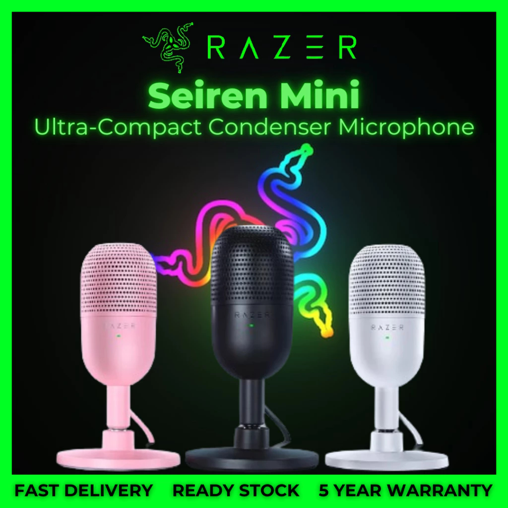 【💯ของแท้】RAZER Seiren Mini Microphone Condenser Supercardioid Ultra-Compact Streaming Microphone ไมโครโฟน ขนาดมินิ ชาร์จ