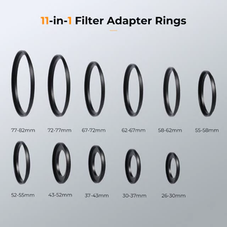 K&F แหวนแปลงหน้าเลนส์เพื่อใส่ฟิลเตอร์ขนาดใหญ่ขึ้น 11in1 Step-up ring set filter สำหรับเลนส์ DSLR (SKU0800)
