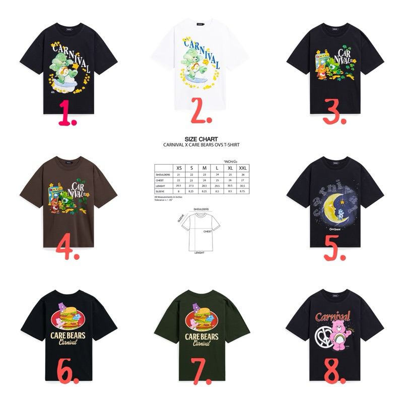 (มือ1 พร้อมส่งด่วน ถูกที่สุด!! ของแท้💯) เสื้อยืด CARNIVAL x Care Bear Collection 1 OVS T-SHIRT