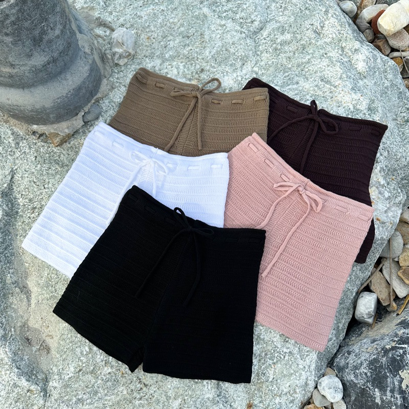 BENAA KNIIT SHORTS กางเกงขาสั้น ไหมพรหมผูกเอวรับซัมเมอร์🍒พร้อมส่ง - รูปที่ 2
