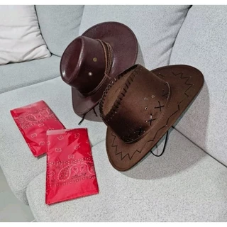หมวกคาวบอย cowboy ผู้ใหญ่ แถมผ้าพันคอพร้อมส่งทั่วประเทศ