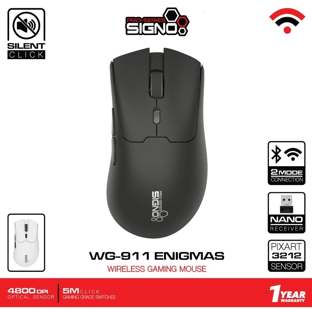 เมาส์เกมมิ่งไร้สาย SIGNO รุ่น WG-911 Wireless Gaming Mouse ENIGMAS