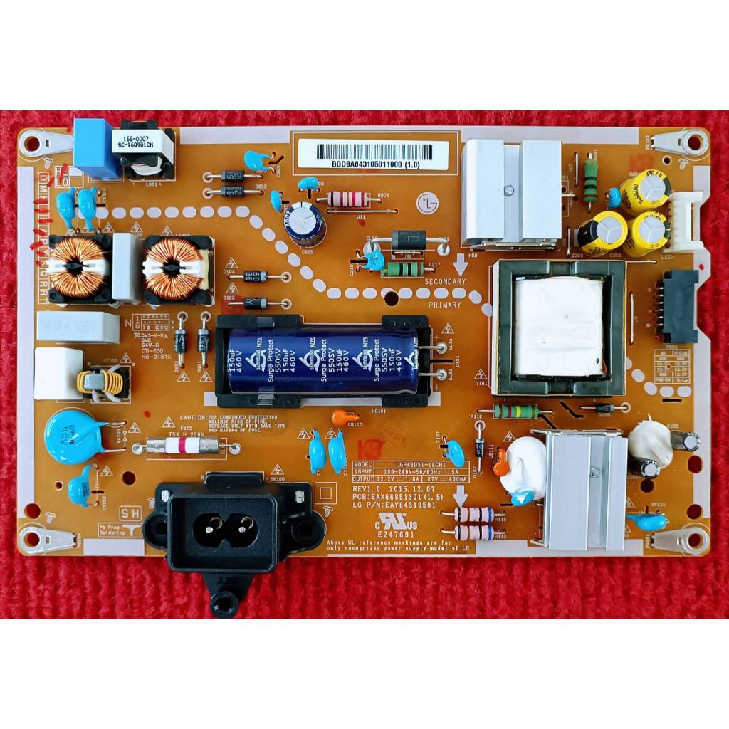 เพาเวอร์ซัพพลายทีวี  LG  ใช้กับรุ่น 43LH570T , 43LH590T พาสบอร์ด EAX66851301