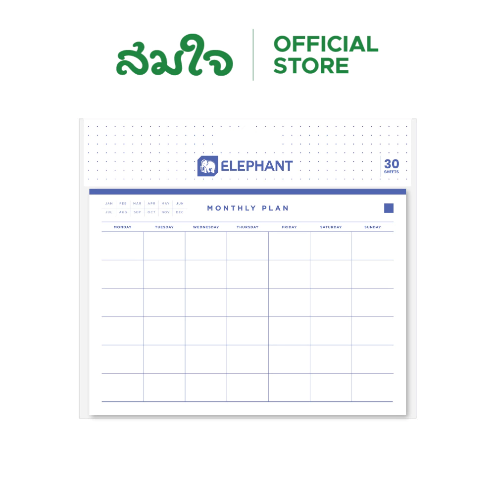 กระดาษโน้ตกาวในตัว ตราช้าง บันทึกรายสัปดาห์ บันทึกรายเดือน 140x100มม. 30แผ่น (1x12) อุปกรณ์สำนักงาน