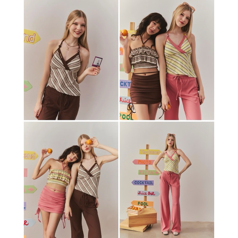 PULI PULA STRIPE (BROWN/PINK) SET