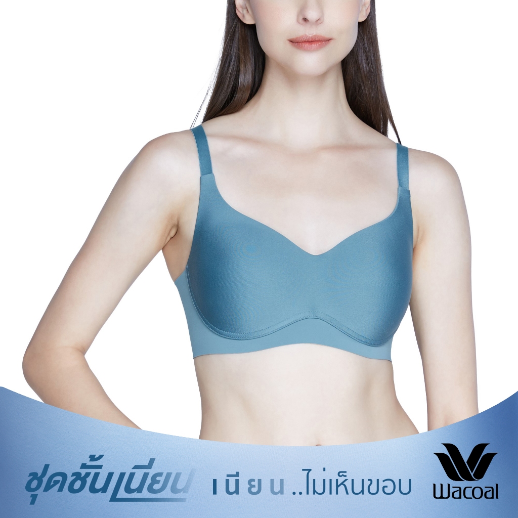 Wacoal ชุดชั้นเนียน บราไร้โครง Smart Size ไร้ตะเข็บ รุ่น WB5X21 สีฟ้าอมเขียว (PG)